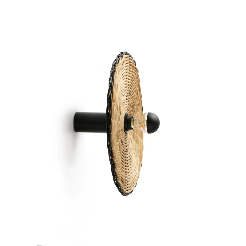 Lámpara de pared aplique Faro Costas E27 LED ratán Ø40cm 62174-78