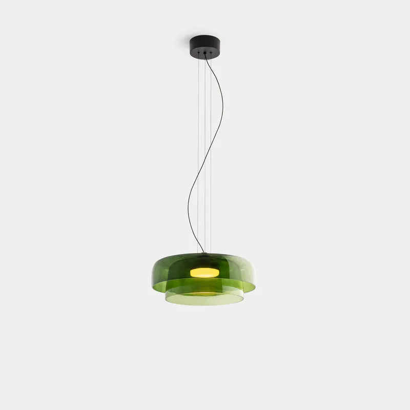 Lámpara de techo colgante LedsC4 Levels LED 2 luces negro verde CCT regulable 00-A046-05-08