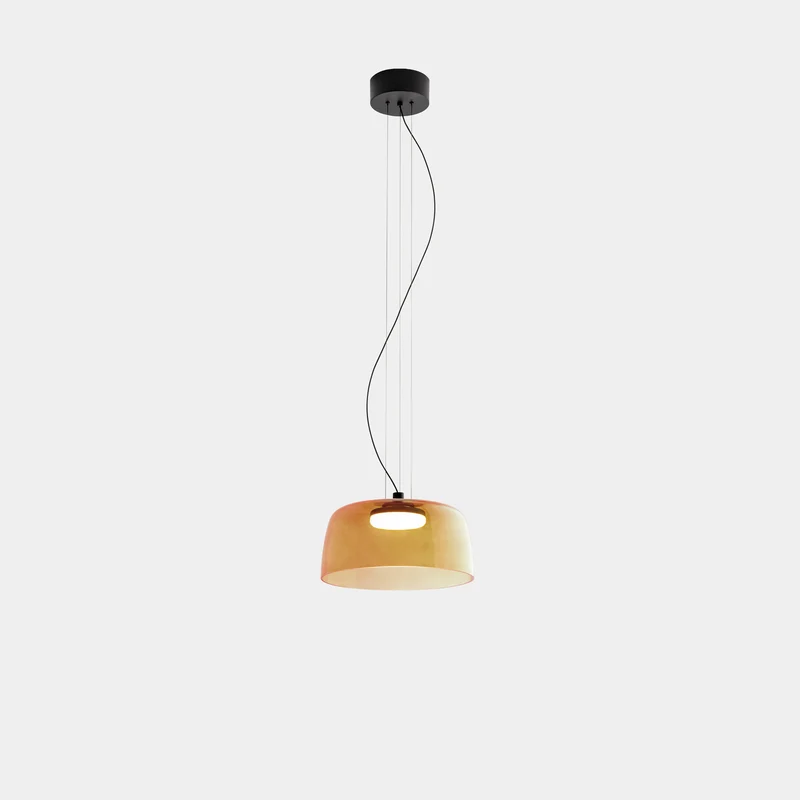 Lámpara de techo colgante LedsC4 Levels LED negro ámbar CCT regulable DALI Ø32cm 00-A043-05-15