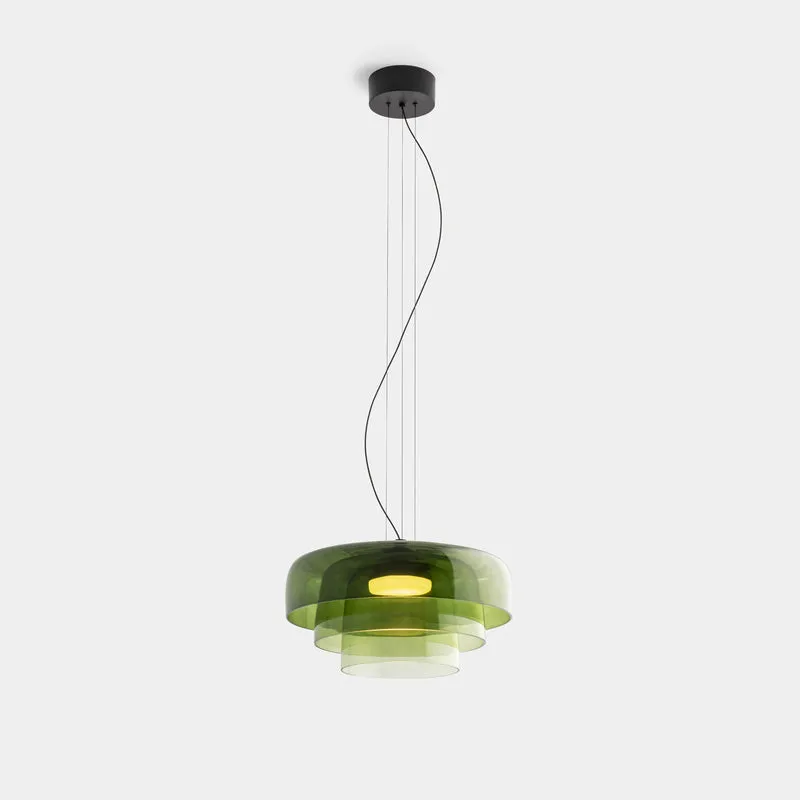 Lámpara de techo colgante LedsC4 Levels LED 3 luces negro verde CCT regulable 00-A041-05-08