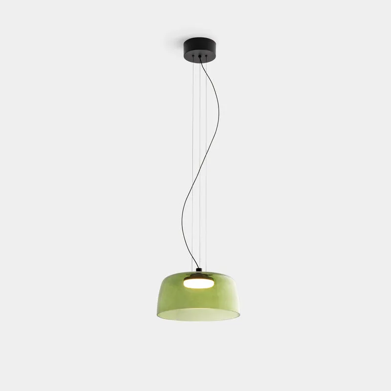 Lámpara de techo colgante LedsC4 Levels LED negro verde CCT regulable Ø32cm 00-A025-05-08