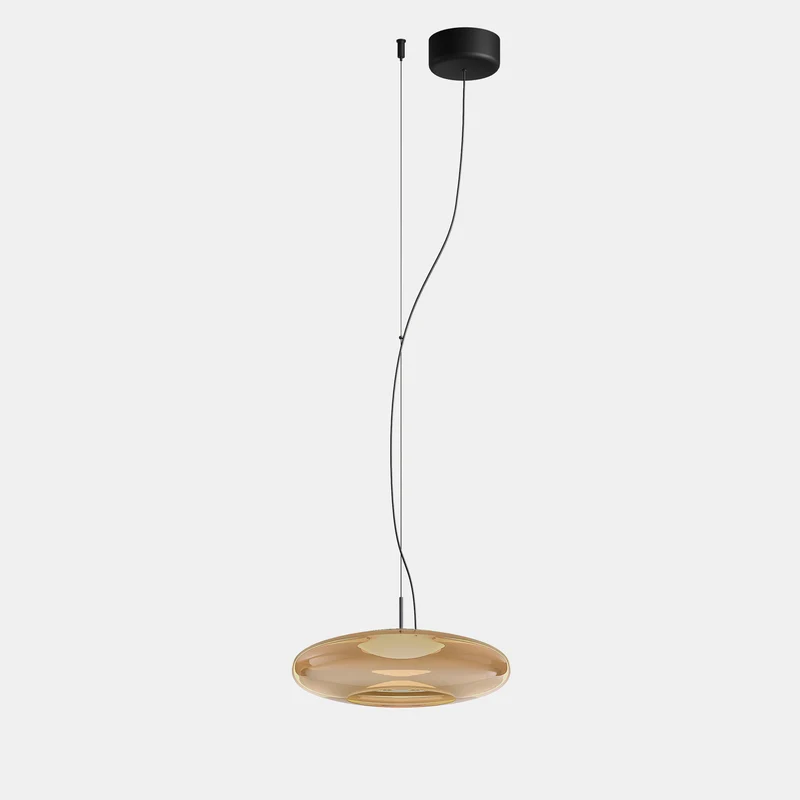 Lámpara de techo colgante LedsC4 Plat Surface LED negro ámbar CCT regulable 00-8403-05-15
