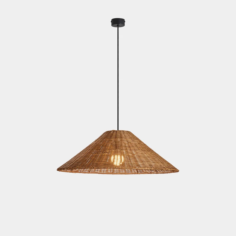 Lámpara de techo colgante LedsC4 Caribe E27 negro rattan natural Ø60cm 00-8110-05-ES
