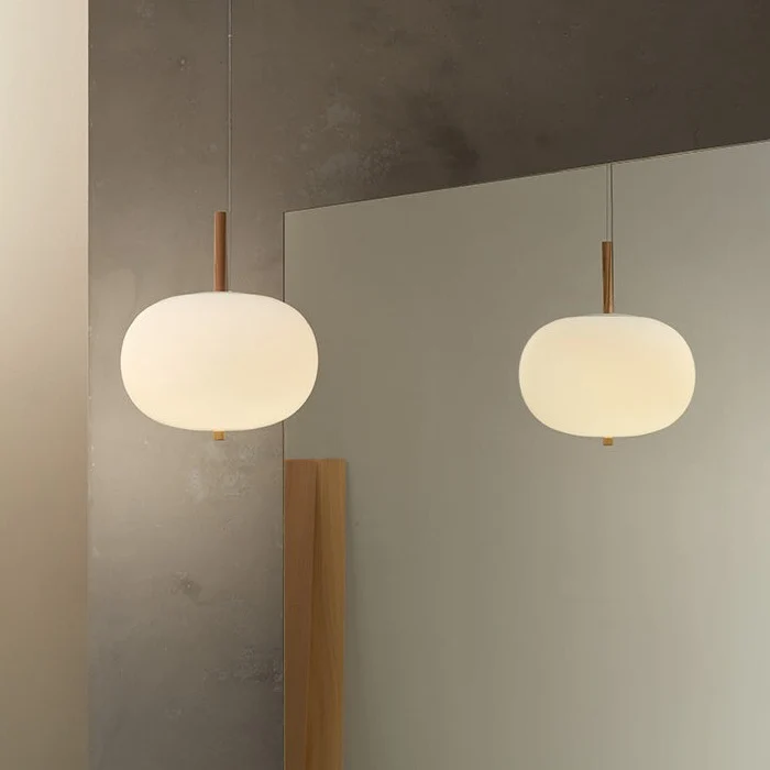 Lámpara de techo colgante bola LedsC4 Ilargi LED madera clara 2700K regulable 00-6455-93-F9