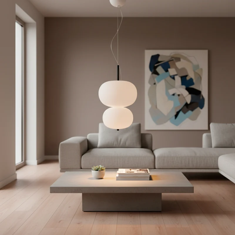 Lámpara de techo colgante bolas LedsC4 Ilargi Doble Lamp LED madera oscura 2700K 00-6013-92-F9