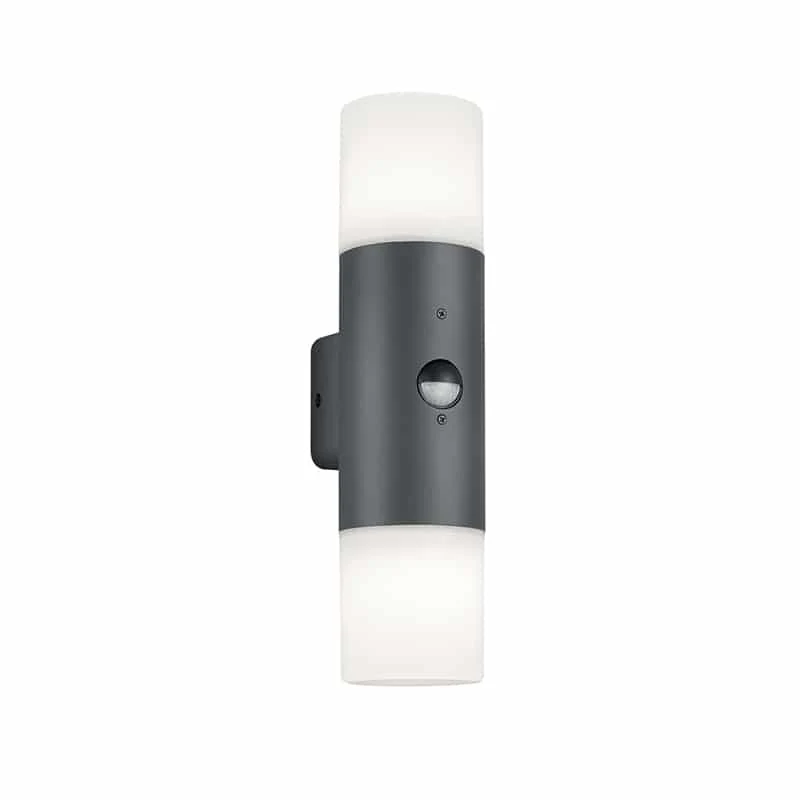 Aplique de exterior Trio Hoosic 2 luces antracita con sensor movimiento IP44 33cm 2