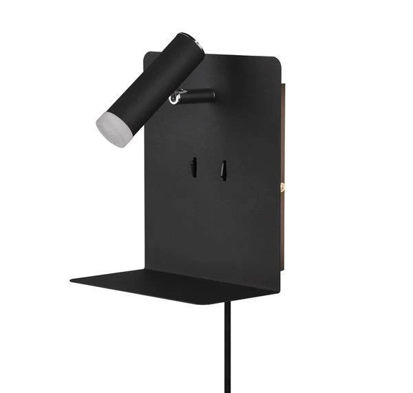 Aplique de pared Trio Element LED negro mate 3000K USB 2