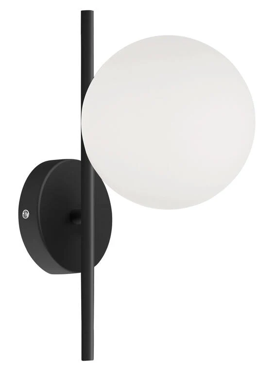 Aplique de pared MDC Rondo LED E27 negro cristal blanco IP20 20W 578069101