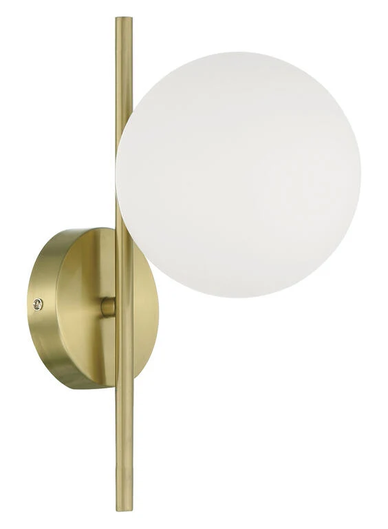 Aplique de pared MDC Rondo E27 latón cristal blanco IP20 20W 578066101 para salón y comedor