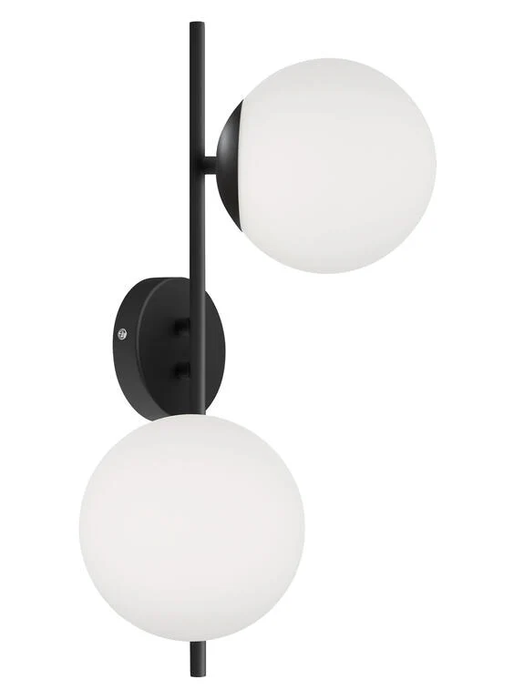 Aplique de pared MDC Rondo E27 negro cristal blanco IP20 20W 578079101