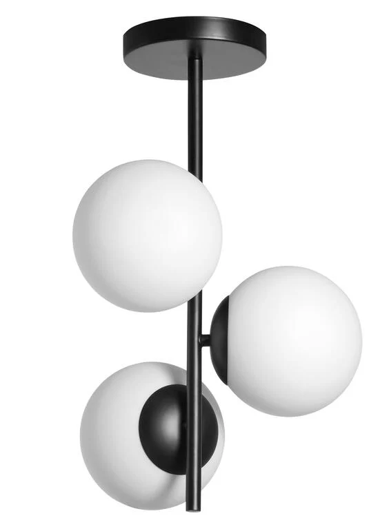Plafón de techo MDC Rondo LED E27 negro cristal blanco IP20 40W 578089101 para salón y comedor
