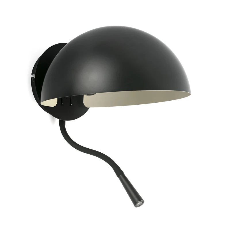 Lámpara de pared aplique Faro Dominica con lector E27 LED negro 20032-123