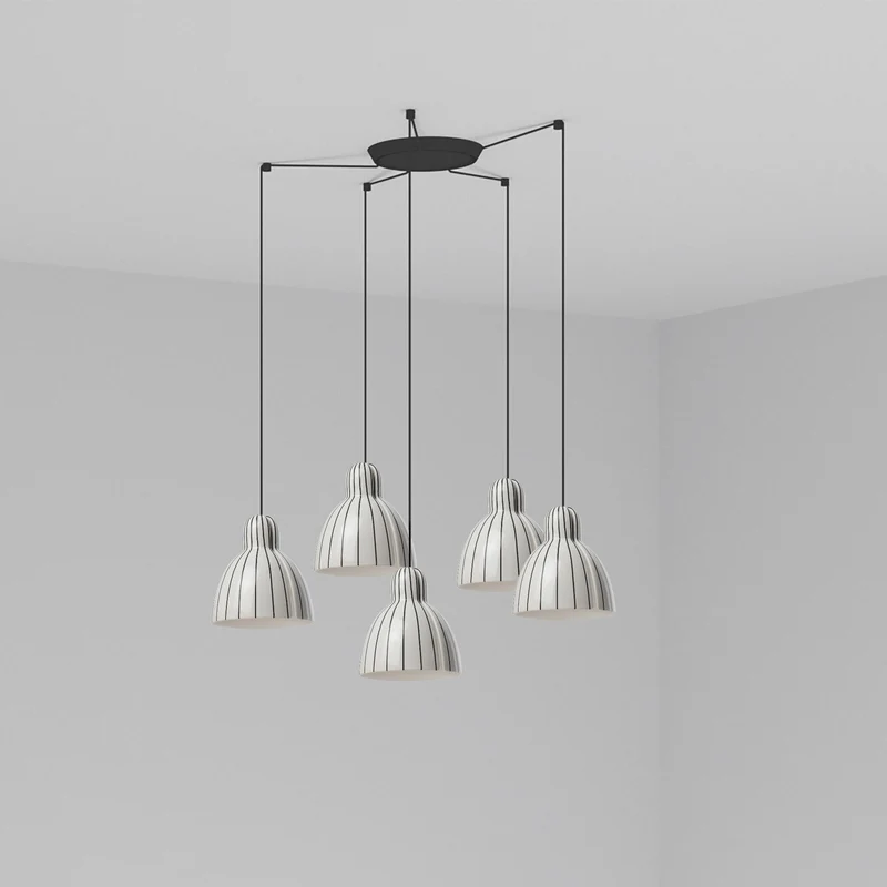 Lámpara de techo colgante Faro Venice 5 luces E27 LED blanco y negro brillo 64255-114-5L