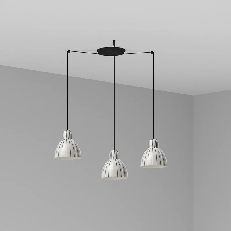 Lámpara de techo colgante Faro Venice 3 luces E27 LED blanco y negro brillo 64255-114-3L