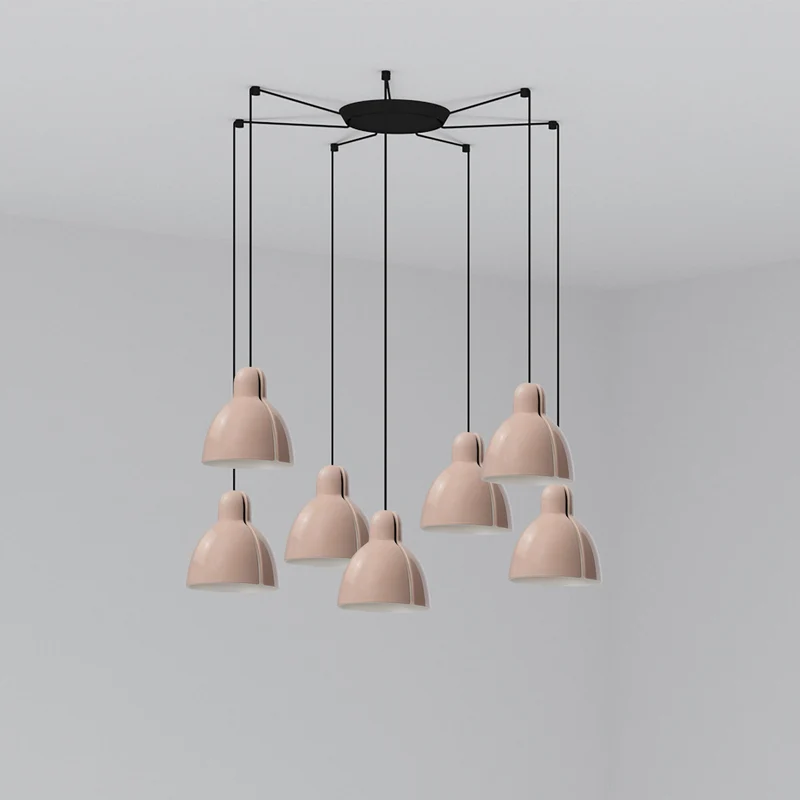 Lámpara de techo colgante Faro Venice 7 luces E27 LED rosa brillo 64255-113-7L