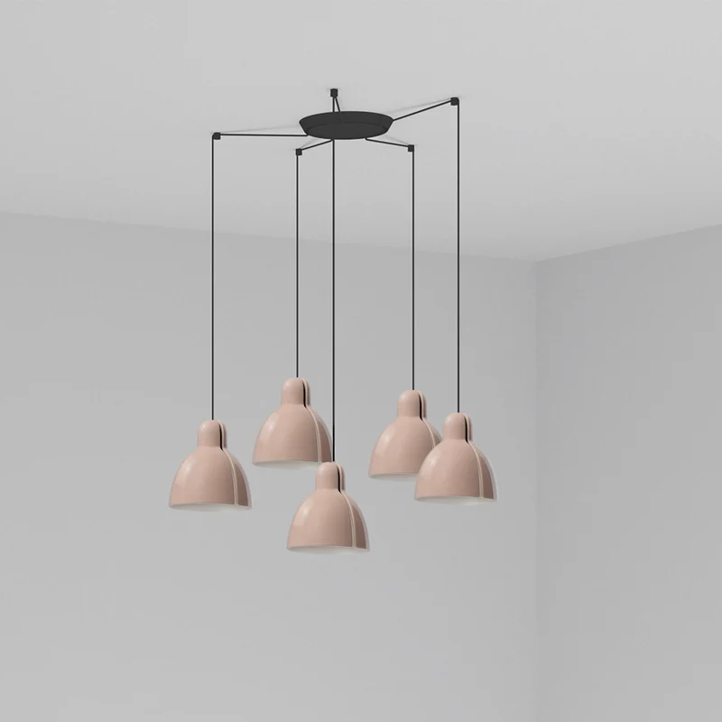 Lámpara de techo colgante Faro Venice 5 luces E27 LED rosa brillo 64255-113-5L