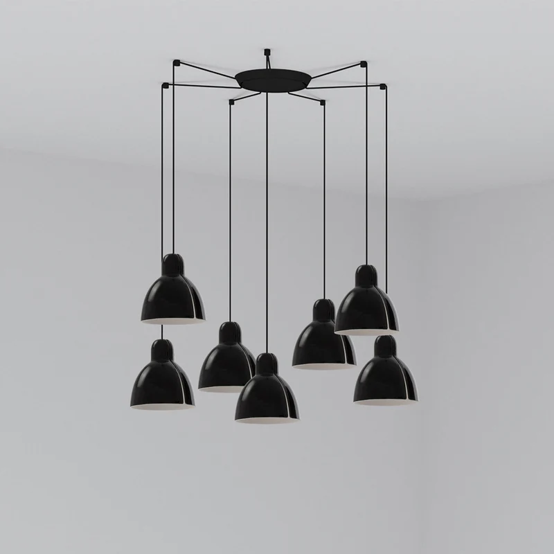 Lámpara de techo colgante Faro Venice 7 luces E27 LED negro brillo 64255-112-7L