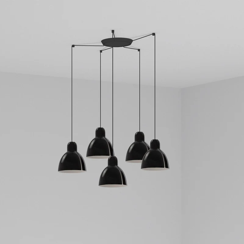 Lámpara de techo colgante Faro Venice 5 luces E27 LED negro brillo 64255-112-5L