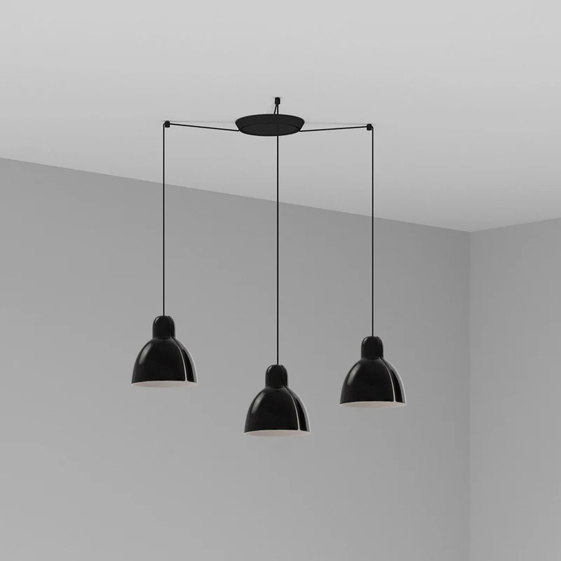 Lámpara de techo colgante Faro Venice 3 luces E27 LED negro brillo 64255-112-3L