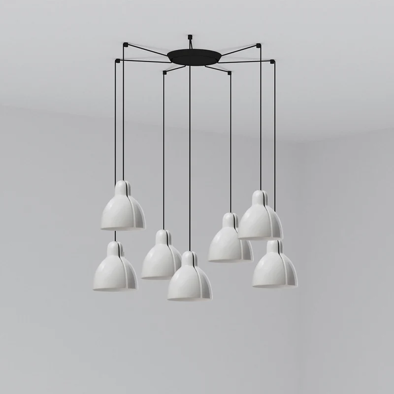 Lámpara de techo colgante Faro Venice 7 luces E27 LED blanco brillo 64255-111-7L