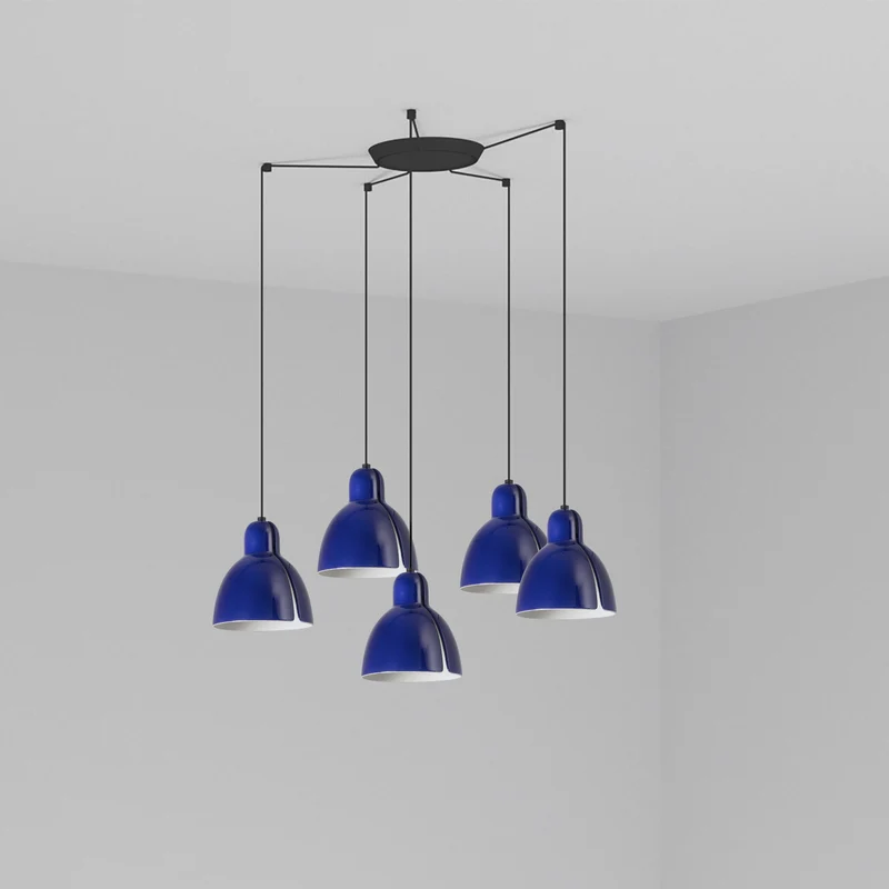 Lámpara de techo colgante Faro Venice 5 luces E27 LED azul brillo 64255-115-5L