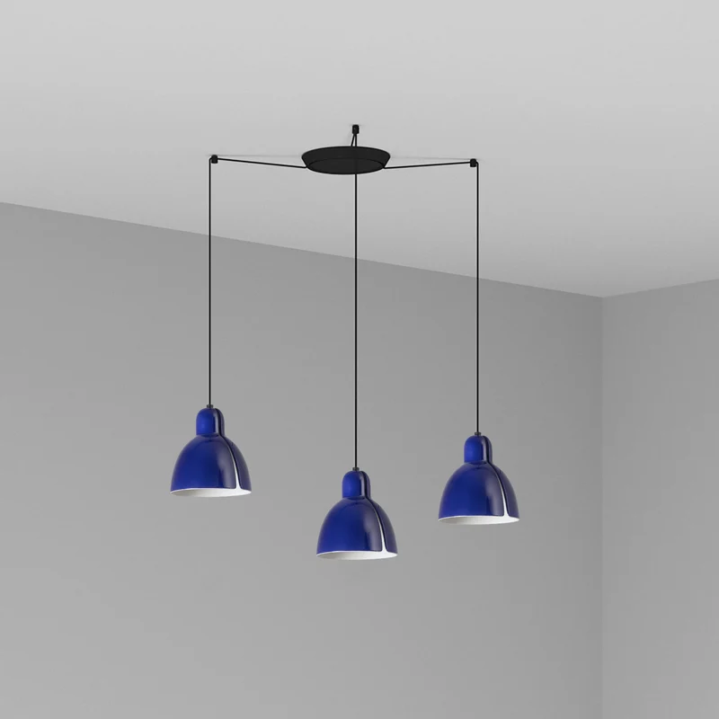 Lámpara de techo colgante Faro Venice 3 luces E27 LED azul brillo 64255-115-3L