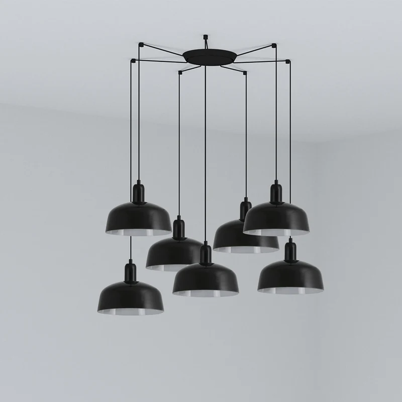 Lámpara de techo colgante Faro Tatawin 7 luces E27 LED negro 20340-120-7L
