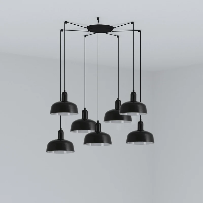 Lámpara de techo colgante Faro Tatawin 7 luces E27 LED negro 20340-117-7L