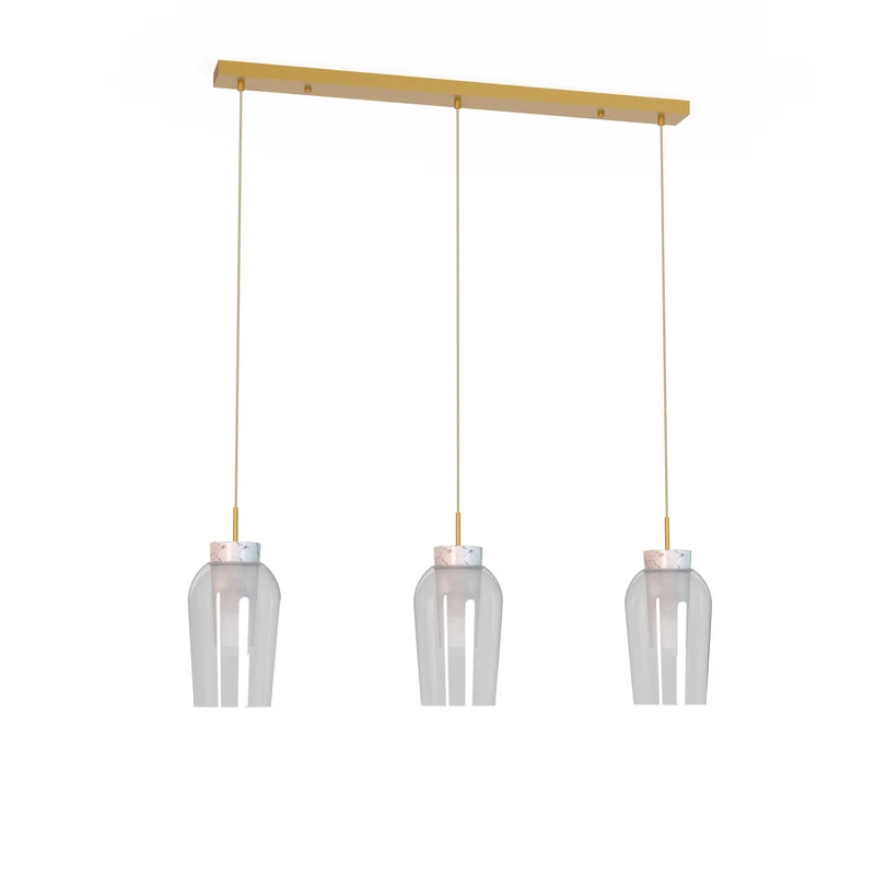 Mantra Nora Lámpara de techo colgante Lineal 3 luces 108cm oro/blanco 8397