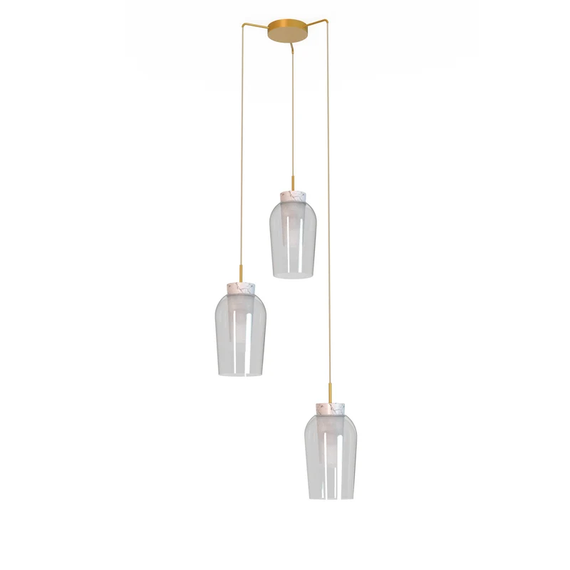 Mantra Nora Lámpara de techo colgante 3 luces oro/blanco 8396 para salón y comedor