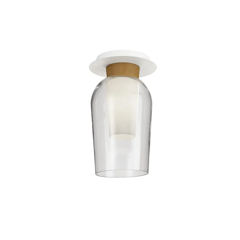 Mantra Nora Semi Plafón blanco/madera 8279 para dormitorio y pasillo