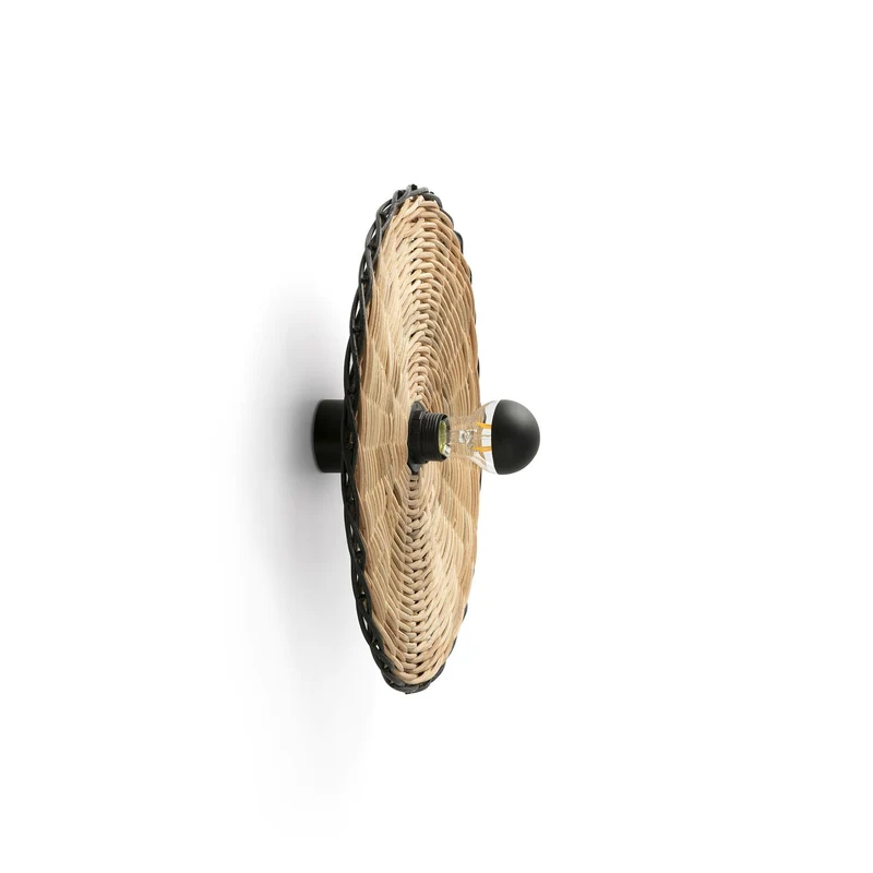 Lámpara de pared aplique Faro Costas E27 LED ratán Ø40cm 62173-78