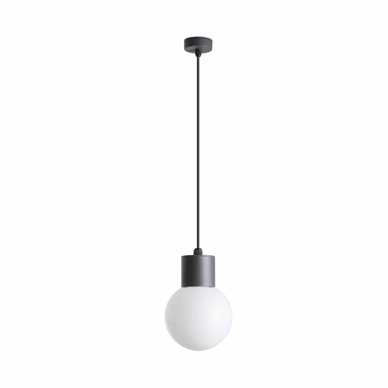 Lámpara colgante de exterior Faro Moon 159cm E27 LED gris oscuro IP44 opal 74427C-01