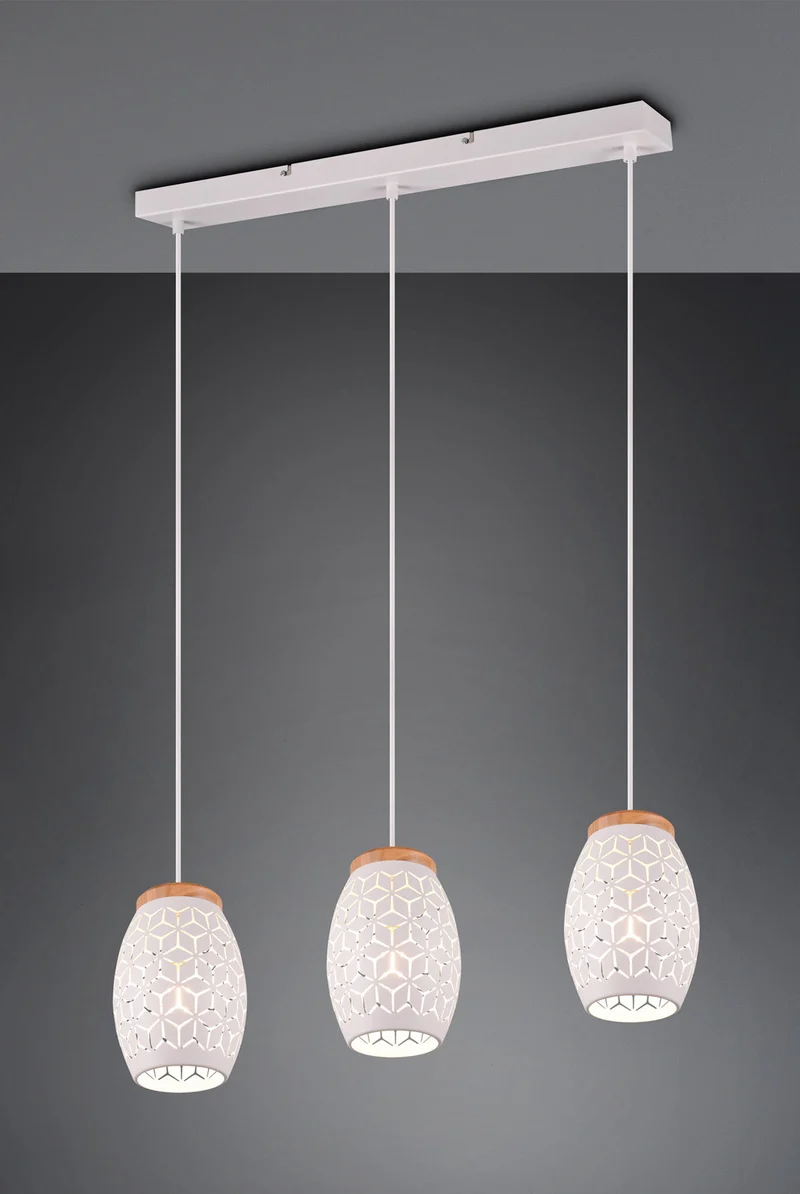 Lámpara de techo colgante Trio Bidar 3 luces blanco mate 150cm R31573031