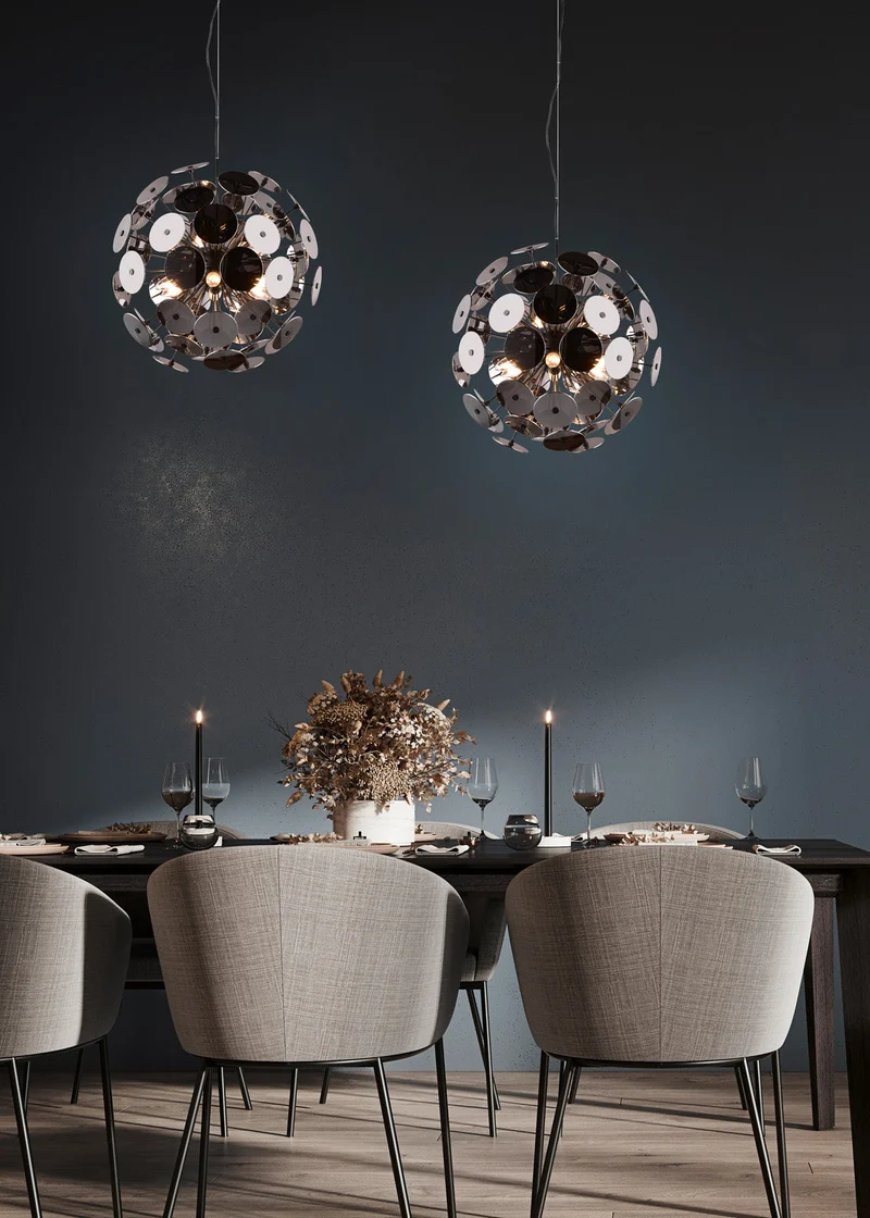 Lámpara de techo colgante Trio Discalgo 6 luces negro mate 150cm 309900657