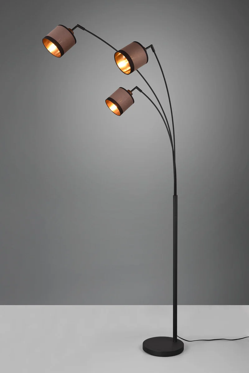 Lámpara de pie Trio Davos 3 luces negro mate 185cm R41553041