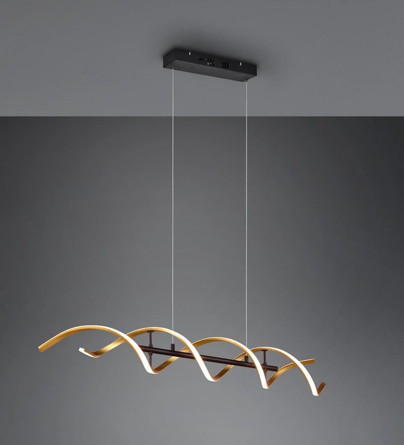 Lámpara de techo colgante Trio Sequence LED dorado regulable 150cm 341810208