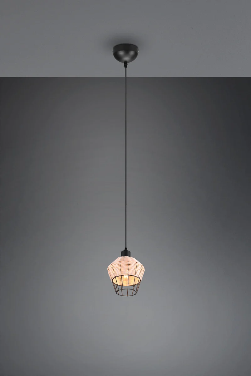 Trio Borka Lámpara de techo colgante malla de rattan acabado natural R31261036