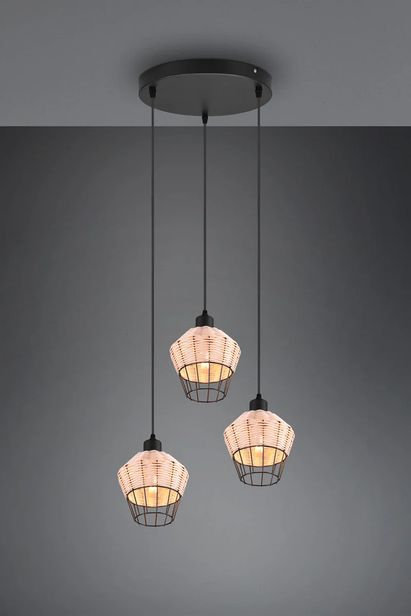 Trio Borka Lámpara de techo colgante malla de rattan acabado natural R31263336