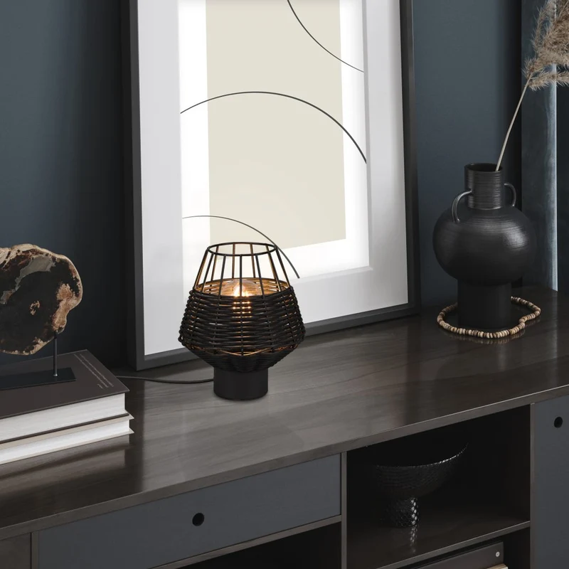 Trio Borka Sobremesa malla de rattan negro R51261002