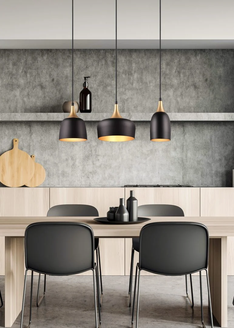 Lámpara de techo colgante Trio Chiraz 3 luces negro mate 150cm 310500332