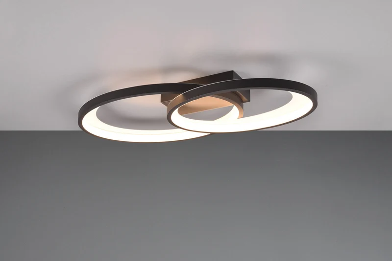 Plafón de techo Trio Malaga LED negro y blanco 3000K 57,5cm R64482134 para salón y comedor
