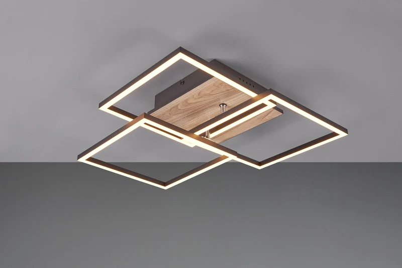 Plafón de techo Trio Mobile LED imitación madera CCT regulable con mando 39cm R62883135