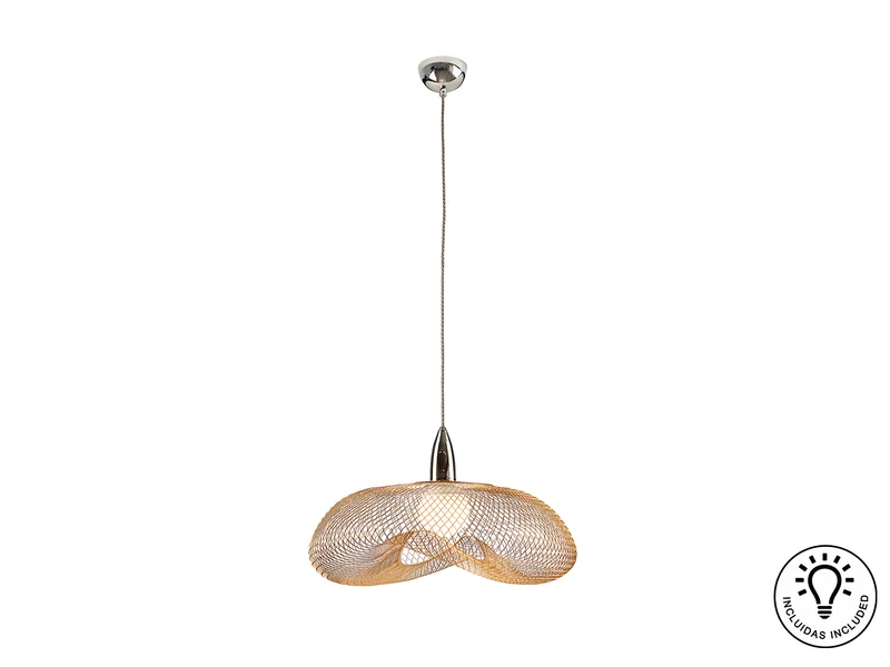 Lámpara de techo colgante Schuller Forma 1 luz cromo y oro brillo