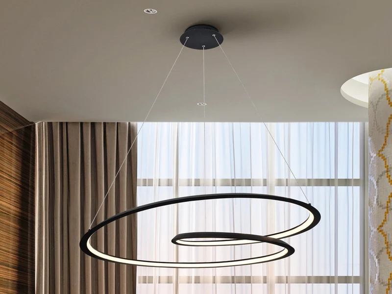 Lámpara de techo colgante Schuller Looping grande negro 3000K Ø97cm