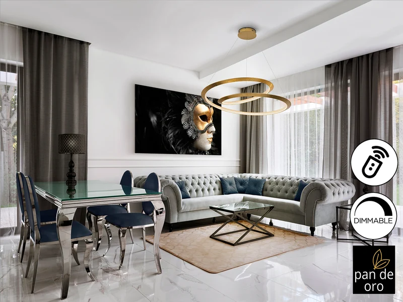 Lámpara de techo colgante Schuller Eternity dorado y oro 3000K regulable Ø97cm 165839D
