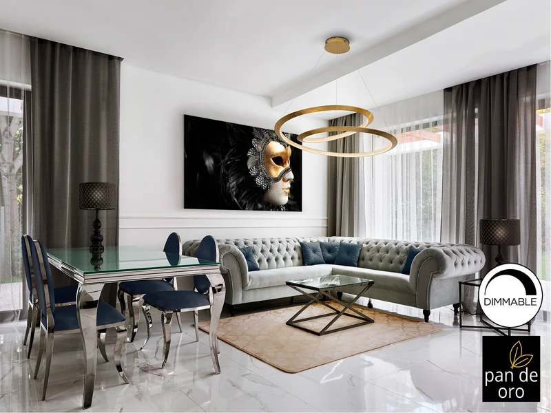 Lámpara de techo colgante Schuller Eternity dorado y oro 3000K Ø97cm
