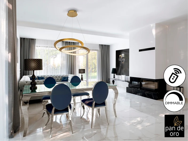 Lámpara de techo colgante Schuller Eternity dorado y oro 3000K regulable Ø60cm 165723D