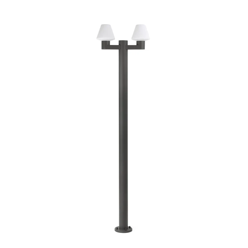 Farola de exterior Faro Mistu 215cm 2 luces E27 LED gris oscuro IP44 opal 74435F2-02