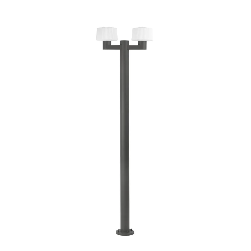 Farola de exterior Faro Muffin 212cm 2 luces E27 LED gris oscuro IP44 opal 74435F2-04 para jardín